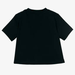 Burberry-Black Cotton Logo Baby T-Shirt | Childrensalon