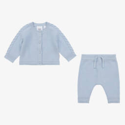 Burberry-Blue Cashmere Baby Trouser Set | Childrensalon