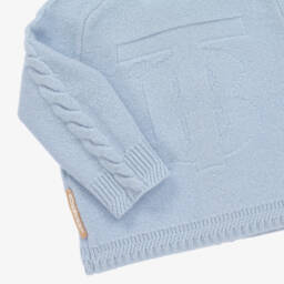 Burberry-Blue Cashmere Baby Trouser Set | Childrensalon