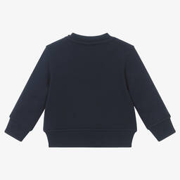 Burberry-Blue Cotton Crest Baby Sweatshirt | Childrensalon