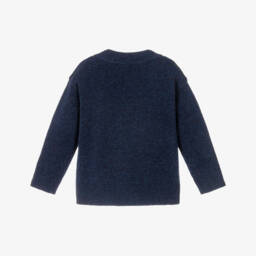 Burberry-Boy Blue Wool Knit Sweater with Big Ben Graphic | Childrensalon