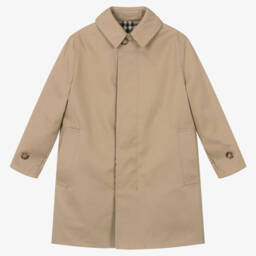 Burberry-Boys Beige Check Reversible Car Coat | Childrensalon