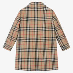 Burberry-Boys Beige Check Reversible Car Coat | Childrensalon