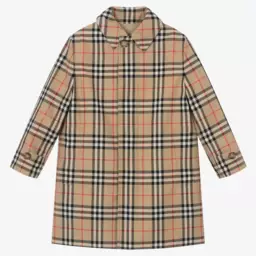Burberry-Boys Beige Check Reversible Car Coat | Childrensalon