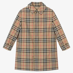 Burberry-Boys Beige Check Reversible Car Coat | Childrensalon
