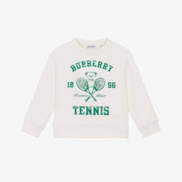 Boys Ivory Cotton Tennis Bear Sweatshirt