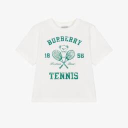 Boys Ivory Cotton Tennis Bear T-Shirt