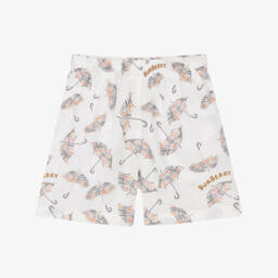 شورت قطن بطبعة مظلات لون عاجي للأولاد