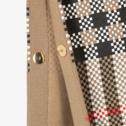 Burberry-Girls Beige Check Wool Cape | Childrensalon