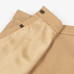 Burberry-Girls Beige Pleated Twill Skirt | Childrensalon