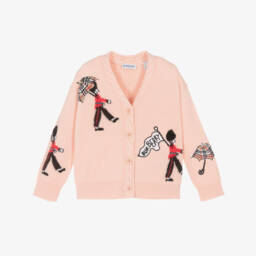 Girls Pink Marching Guards Wool Knit Cardigan