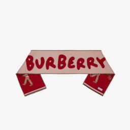 Burberry-Girls Pink & Red King's Guard Wool Scarf | Childrensalon