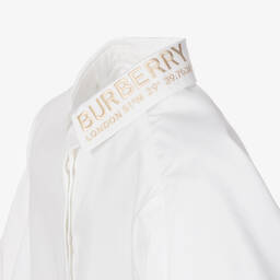 Burberry-Girls White Cotton Shirt Dress | Childrensalon