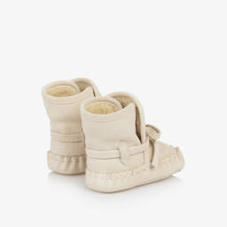 Burberry-Pale Beige Suede Leather Baby Pre-Walker Shoes | Childrensalon