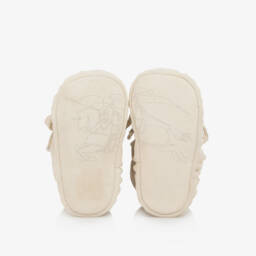 Burberry-Pale Beige Suede Leather Baby Pre-Walker Shoes | Childrensalon