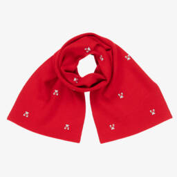 Burberry-Red Mini Bear Merino Wool Scarf (132cm) | Childrensalon