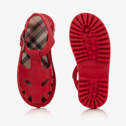 Burberry-Red Rubber Sandals | Childrensalon