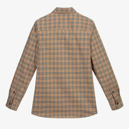 Burberry-Teen Boys Beige Microcheck Shirt | Childrensalon