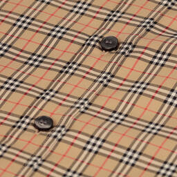 Burberry-Teen Boys Beige Microcheck Shirt | Childrensalon