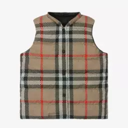 Burberry-Teen Girls Beige Reversible Check Gilet | Childrensalon