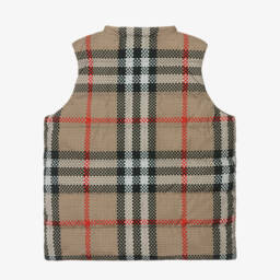 Burberry-Teen Girls Beige Reversible Check Gilet | Childrensalon