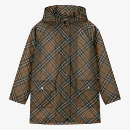 Burberry-Teen Girls Beige Vintage Check Raincoat | Childrensalon