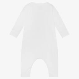Burberry-White Cotton Logo Romper | Childrensalon