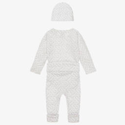 Burberry-White Cotton Monogram Baby Gift Set | Childrensalon