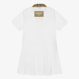 Burberry-فستان بولو قطن بيكيه لون أبيض | Childrensalon