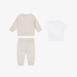 Calvin Klein-Beige Velour Baby Tracksuit Set | Childrensalon