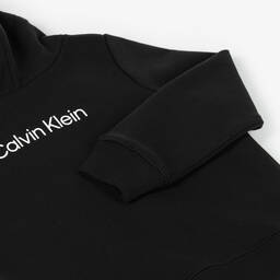 Calvin Klein-توب هودي قطن جيرسي لون أسود | Childrensalon