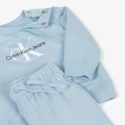 Calvin Klein-Blue Cotton Monogram Baby Tracksuit | Childrensalon