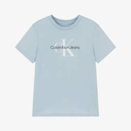 Blue Cotton Monogram T-Shirt