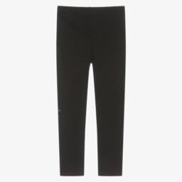 Calvin Klein-Girls Black Cotton Monogram Logo Leggings | Childrensalon