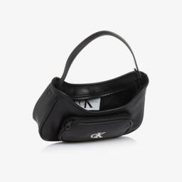 Calvin Klein-Girls Black Faux Leather Handbag (23cm) | Childrensalon