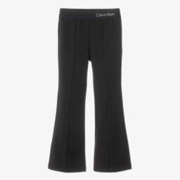 Girls Black Milano Jersey Flared Leggings