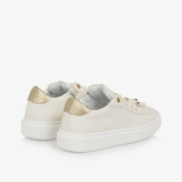 Calvin Klein-Girls Ivory Faux Leather Trainers | Childrensalon