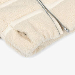 Calvin Klein-Girls Ivory Sherpa Fleece Puffer Jacket with Hood | Childrensalon