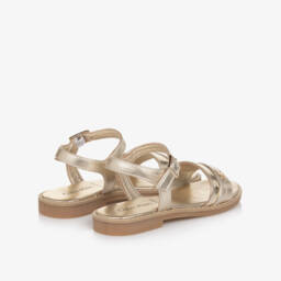 Calvin Klein-Girls Metallic Gold Faux Leather Sandals | Childrensalon