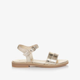 Calvin Klein-Girls Metallic Gold Faux Leather Sandals | Childrensalon