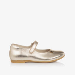 Calvin Klein-Girls Metallic Gold Leather Shoes  | Childrensalon