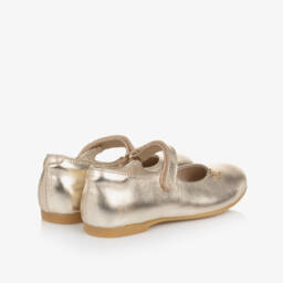 Calvin Klein-Girls Metallic Gold Leather Shoes  | Childrensalon