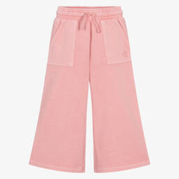 Girls Pink Cotton Jersey Wide Leg Joggers