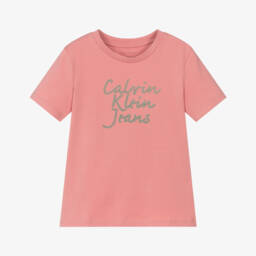 Girls Pink Cotton T-Shirt