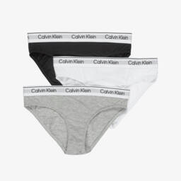 Girls White & Black Logo Knickers (3 Pack)