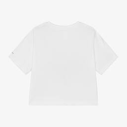 Calvin Klein-Girls White Boxy Cotton T-Shirt | Childrensalon