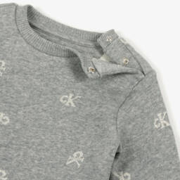 Calvin Klein-Grey Marl Cotton Baby Tracksuit | Childrensalon