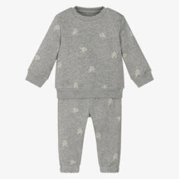 Calvin Klein-Grey Marl Cotton Baby Tracksuit | Childrensalon