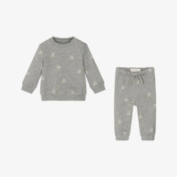 Calvin Klein-Grey Marl Cotton Baby Tracksuit | Childrensalon