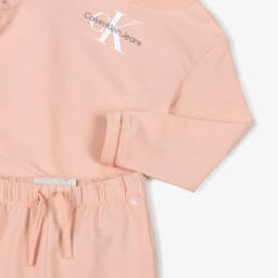 Calvin Klein-Pale Pink Cotton Monogram Logo Tracksuit | Childrensalon